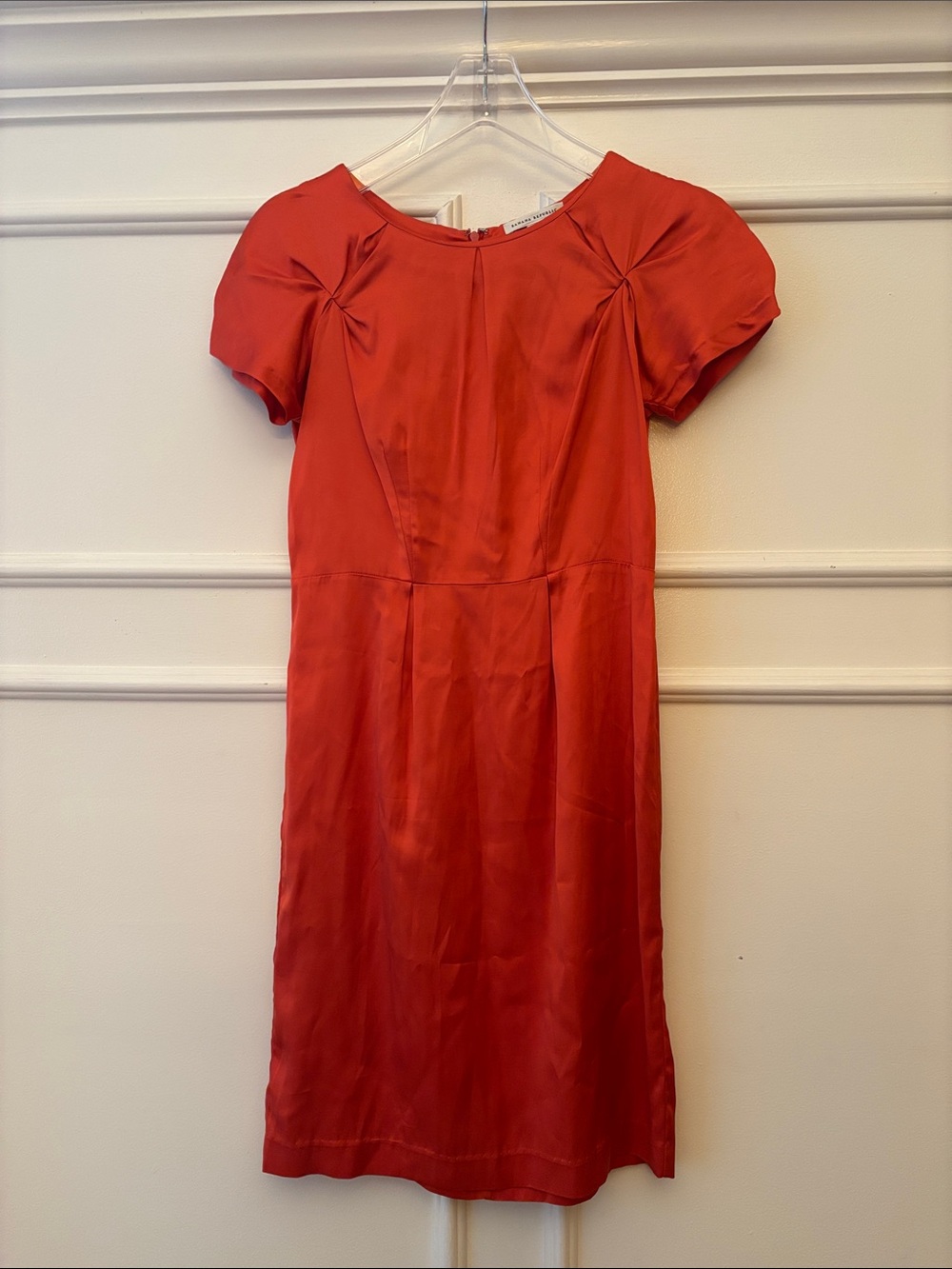 Banana Republic Orange Short-Sleeve Satin Dress - Elegant Women's Shift